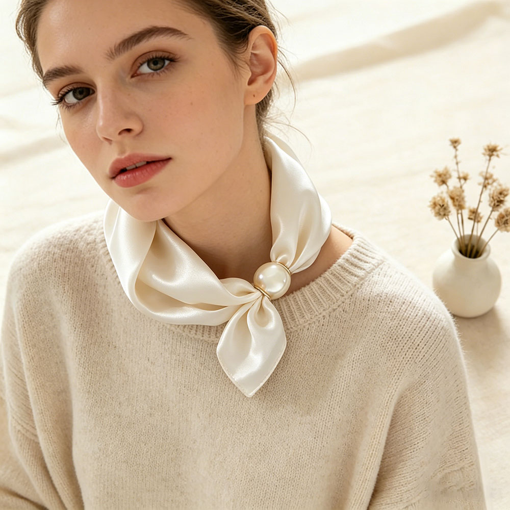 Silk Neck Scarf - Eşarp Zinciri İpek Tembel Manyetik Kolye