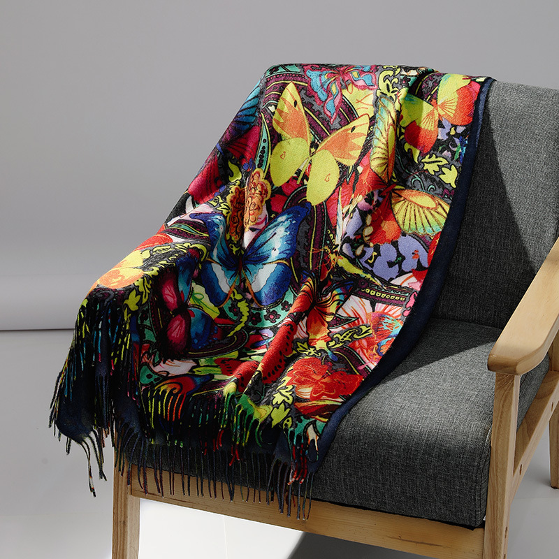 Woven Scarf Blanket - Lüks Marka Yağlıboya Kaşmir Eşarp Kadınlar
