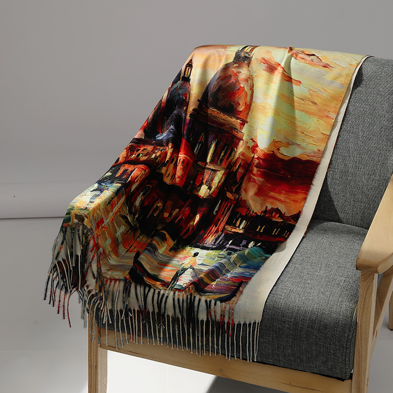 Lüks Marka Yağlıboya Kaşmir Eş - Woven Scarf Blanket incelemesi ve fiyatı